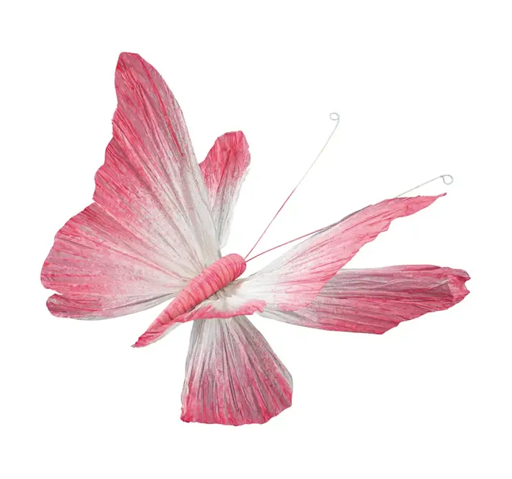 Kunstig sommerfugl i pink af papir