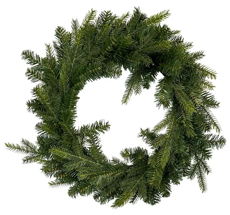 Kunstig gran krans i grøn af modellen Grandis, plast