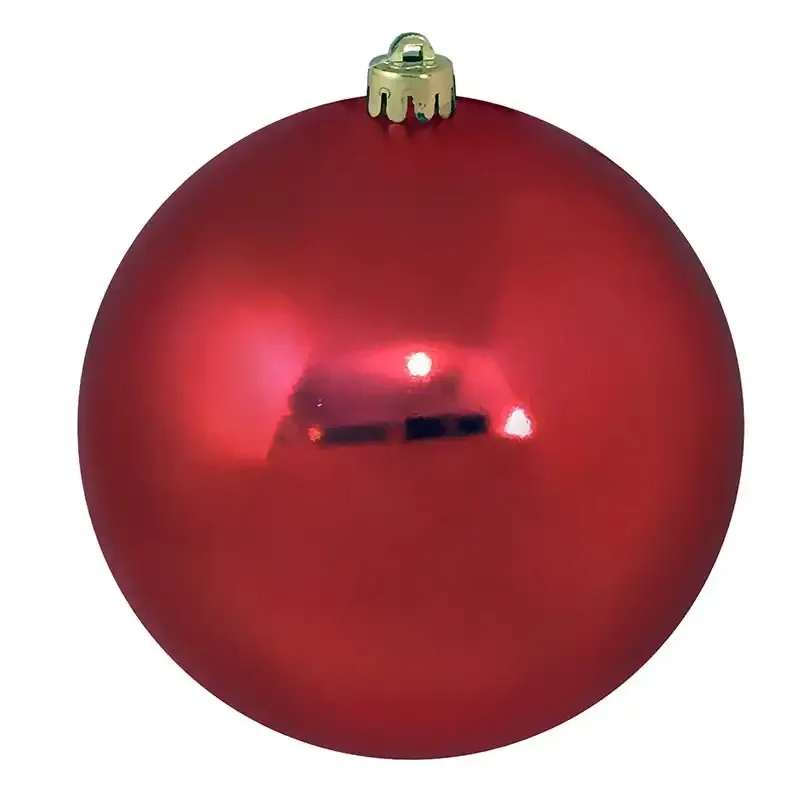 Mellemstor rød julekugle i blank - passer til det store juletræ.