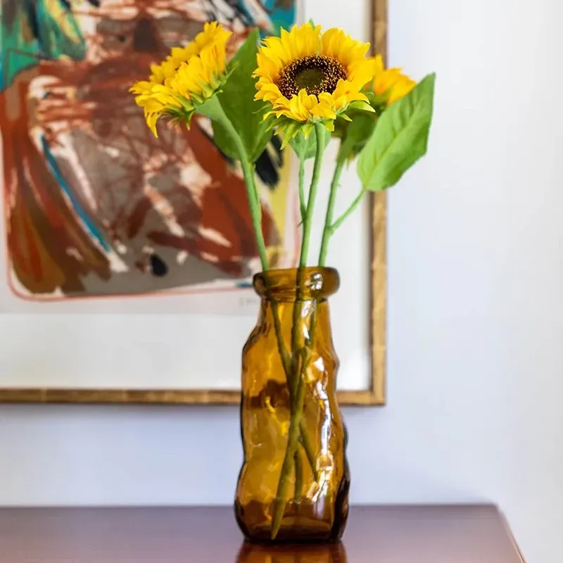 Orange/grøn solsikke - kunstige blomster til butikker og for