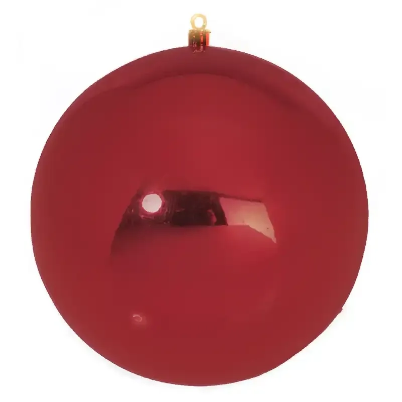 Overdimensioneret rød blank plastik julekugle - Ø 40 cm