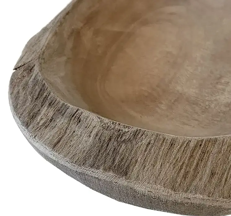 Skål af teaktræ i naturfarvet 15cm closeup