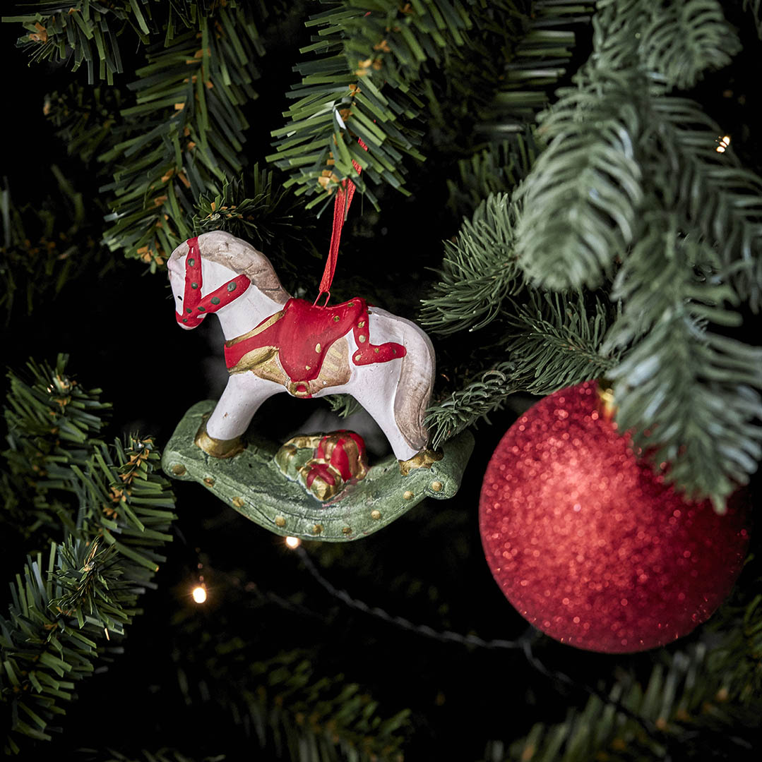 Lille fin gyngehest til at hæng på jultræet