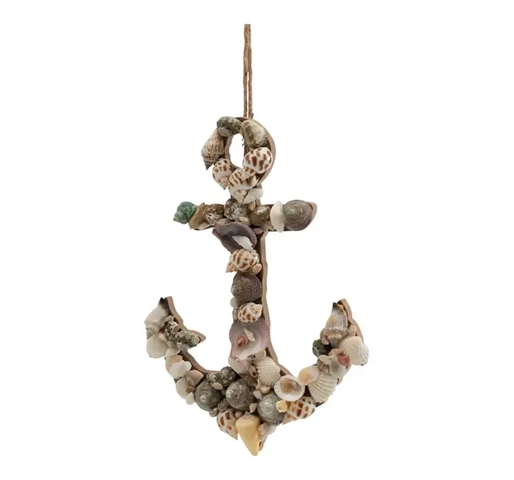 Anker med ægte strandskaller til dekoration
