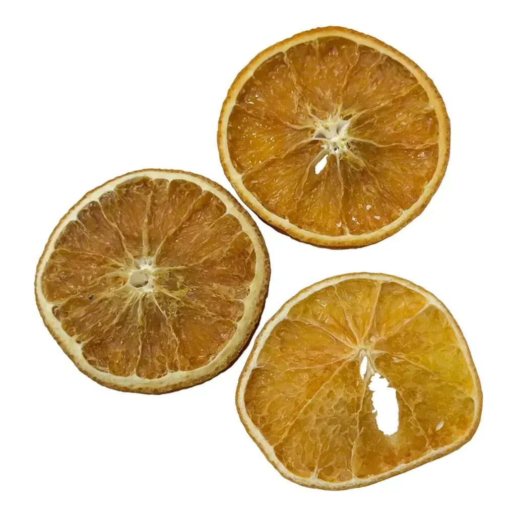 Appelsinskiver tørrede i kasse closeup