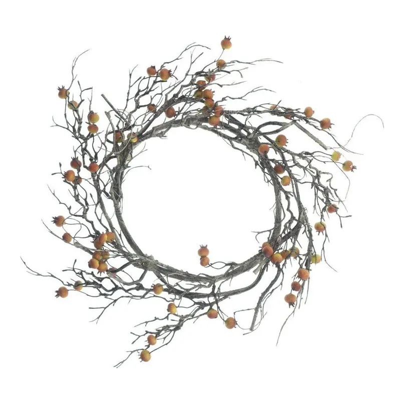 Kunstig bærkrans Rune, 45cm, orange - dekorativ krans med orange bær – Brøndsholm