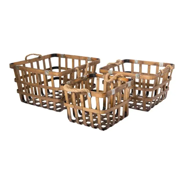 Bambuskurv, sæt med 3, 41x39x26cm – Brøndsholm