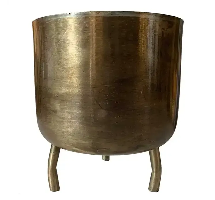 Blomster krukke med fødder af metal i guldfarvet