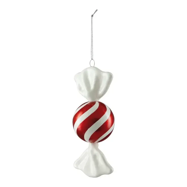 Bonbon, 20cm, rød/hvid, kunstig slik – Brøndsholm