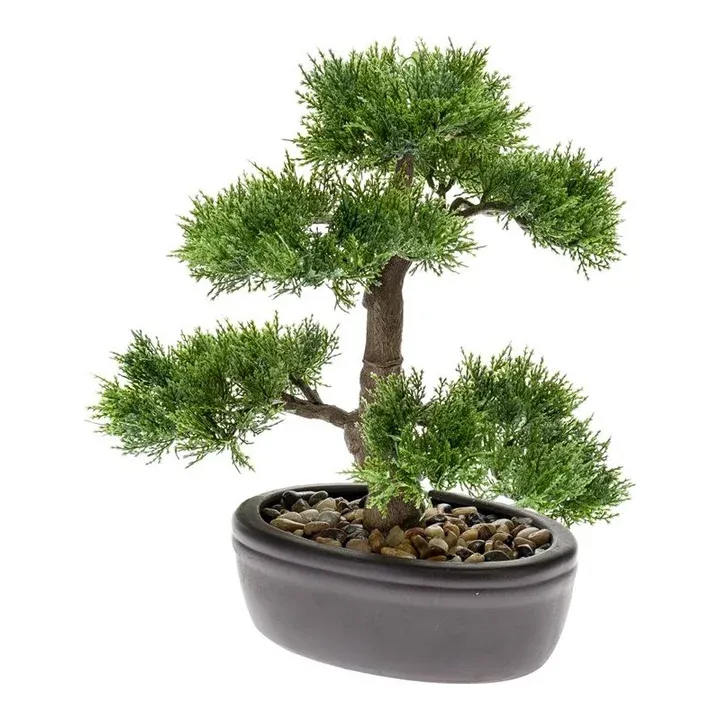 Kunstigt bonsai træ i brun oval krukke, 32cm – Brøndsholm