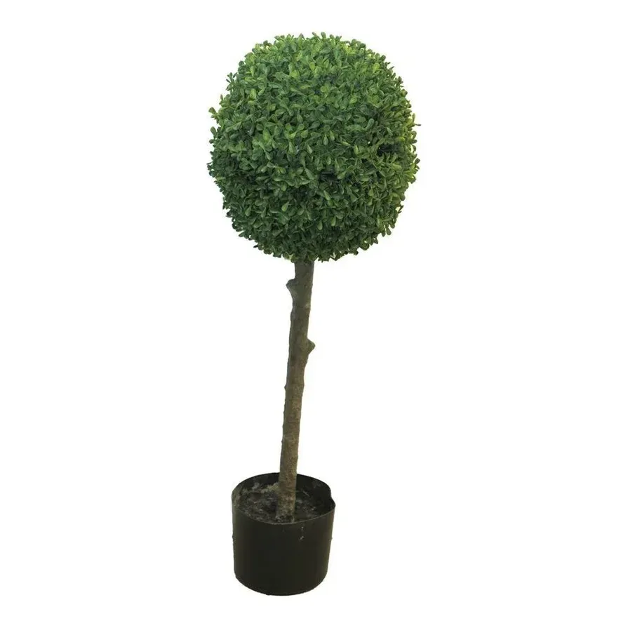 Kunstig buksbom topiary i potte, Ø28cm, H78cm, 6 måneders UV-beskyttelse – Brøndsholm