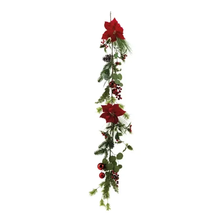 Dekoreret juleguirlande, 162cm, kunstig gran – Brøndsholm