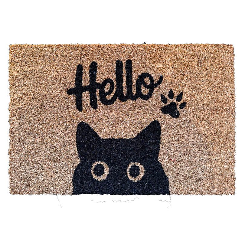 Dørmåtte af kokos med katte motiv