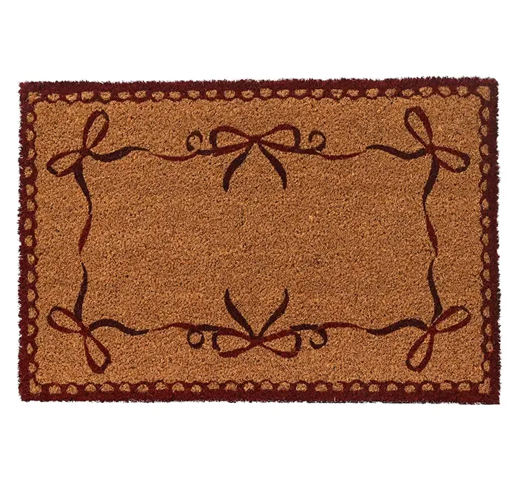 Dørmåtte med sløjfe motiv i brun og rød