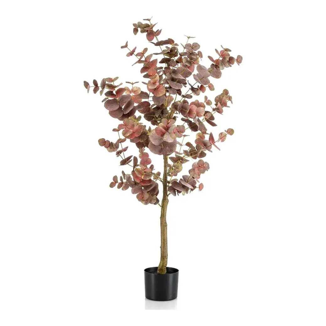 Eucalyptus træ i potte, 120cm, bordeaux, kunstig plante – Brøndsholm