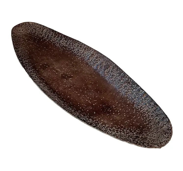 Fad aflangt af metal i brun med patina 51cm