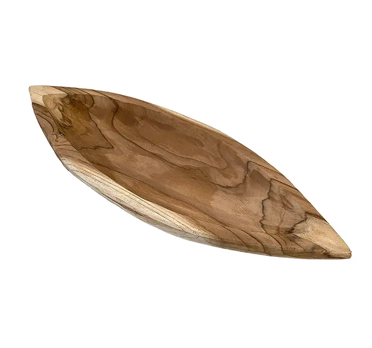 Fad bådformet af teak træ i natur farvet fsc certificeret 38cm