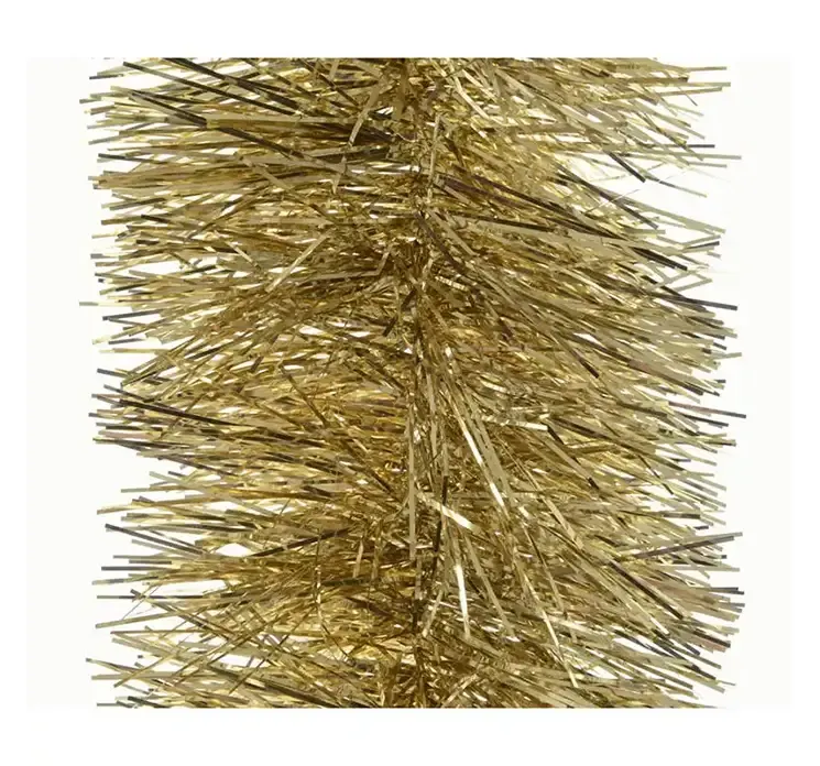 Tinselguirlande af folie i guld farvet