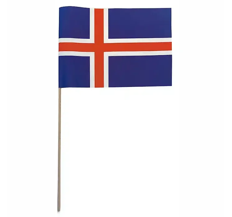 Islandsk flag af papir på træpind