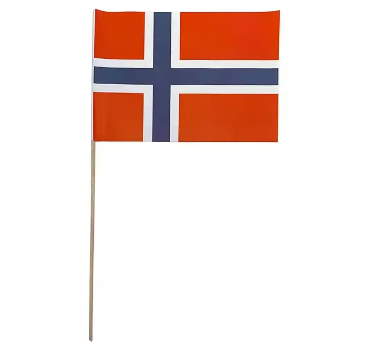Flag af papir på træpind Norge