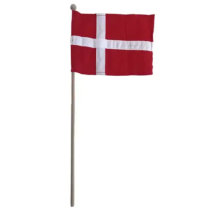 Flag af stof Dannebrog på træpind