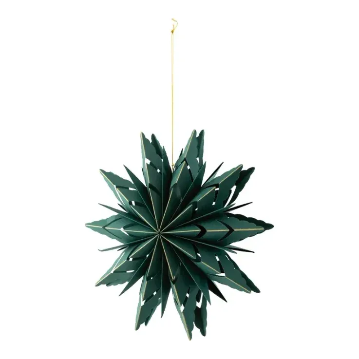 Foldbar stjerne, 30cm, blå/guld, julepynt – Brøndsholm