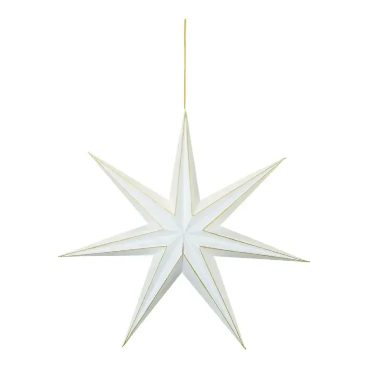 Foldbar stjerne, 40cm, hvid/guld, julepynt – Brøndsholm