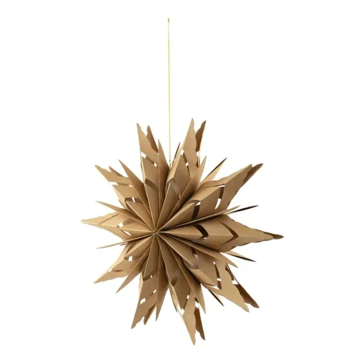 Foldbar stjerne, 40cm, natur/guld, jul – Brøndsholm