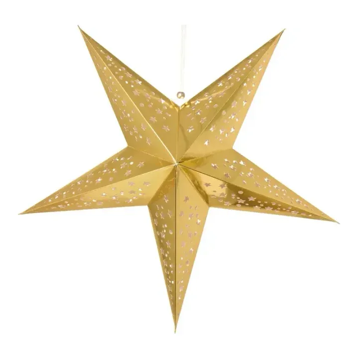 Foldbar stjerne, Ø40cm, guld, julepynt – Brøndsholm