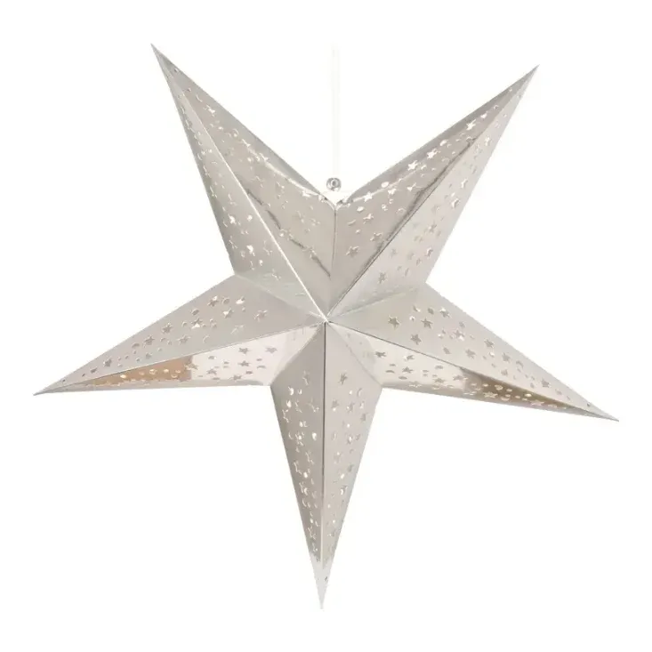 Foldbar stjerne, Ø40cm, sølv, julepynt – Brøndsholm