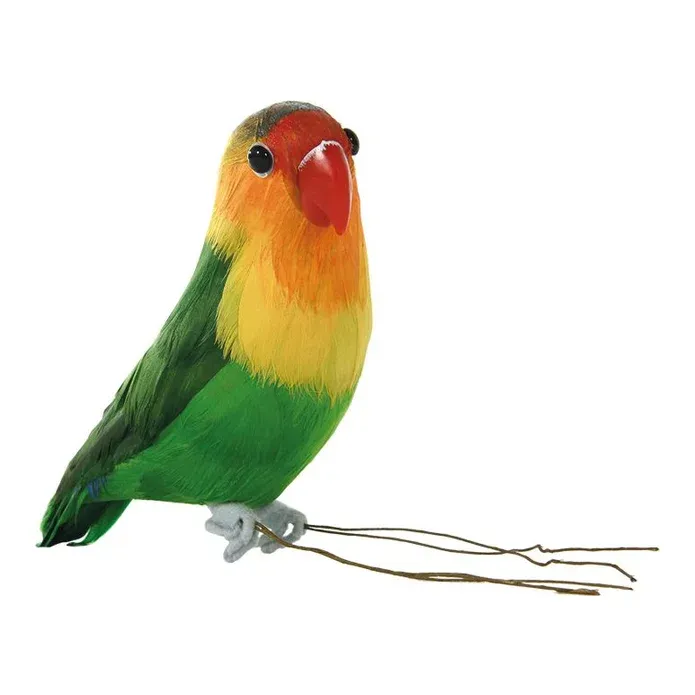 Fugl, 15cm, multifarvet, kunstig fugl - Brøndsholm