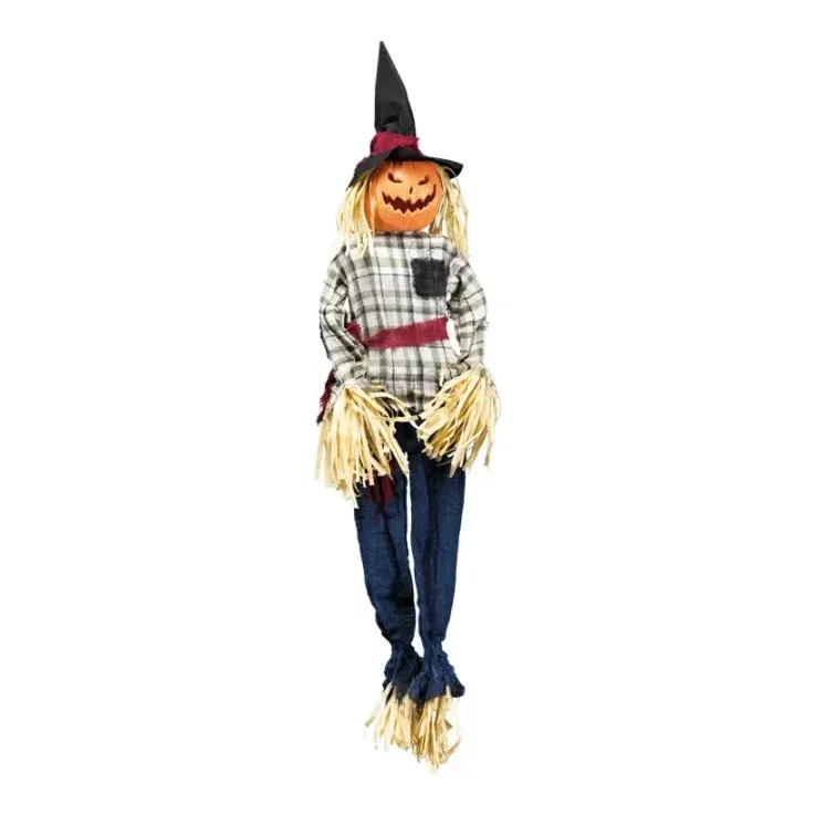 Fugleskræmsel med græskarhoved, 130cm, Halloween – Brøndsholm