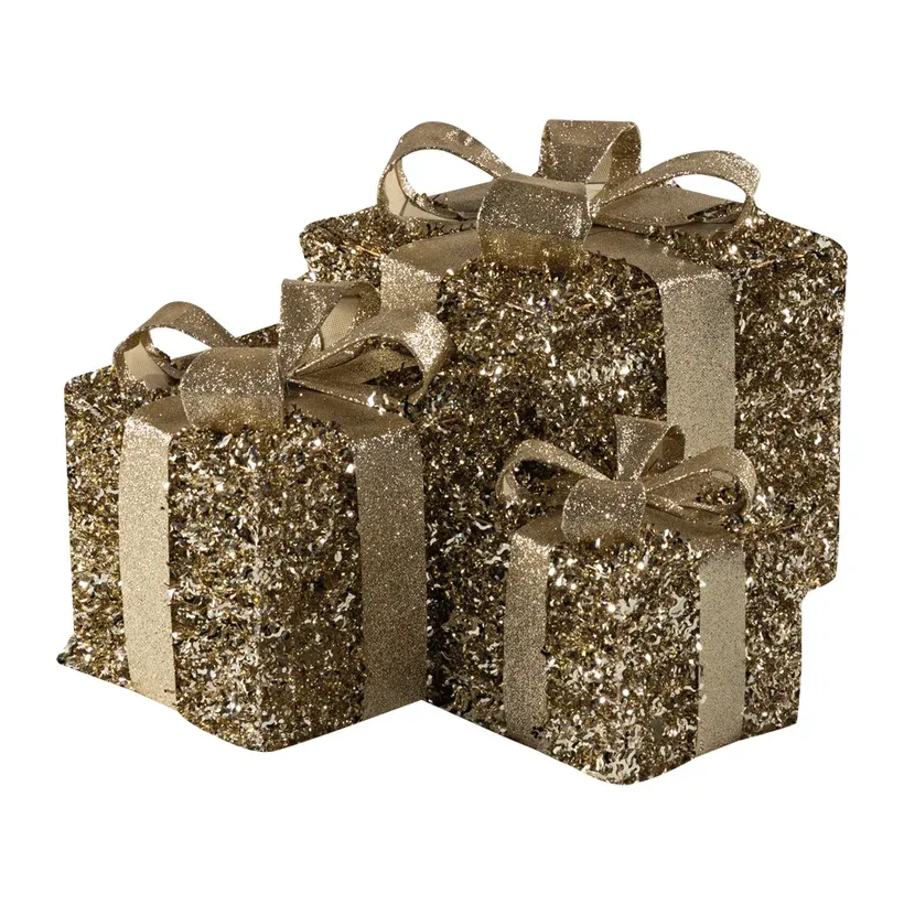 Gavæsker sæt 3 stk., champagne/guld, tinsel – Brøndsholm