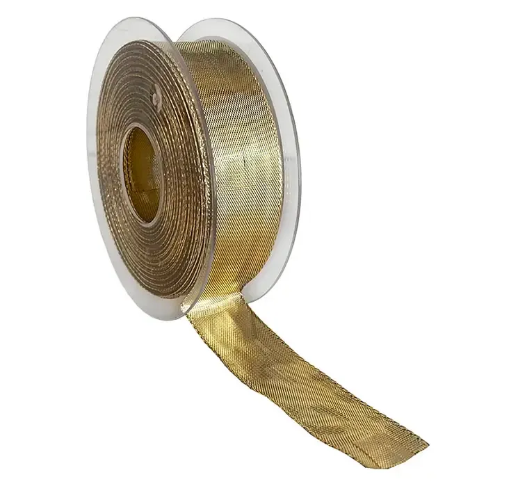 Gavebånd af taft i guld med sømkant