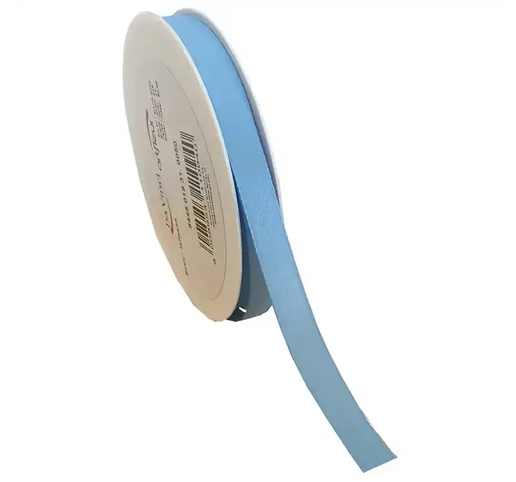 Gavebånd med sømkant af taft i lyseblå 15mm