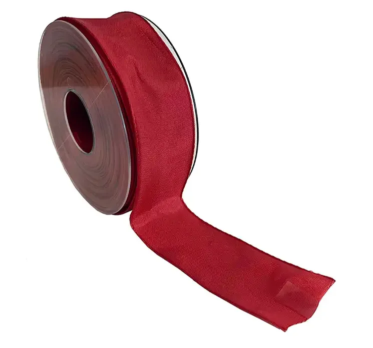 Gavebånd af taft med sømkant i rød