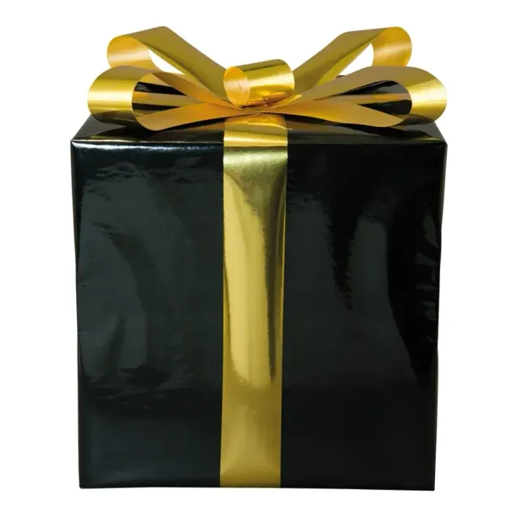 Gaveæske, sort/guld, 30x30cm, julepynt – Brøndsholm