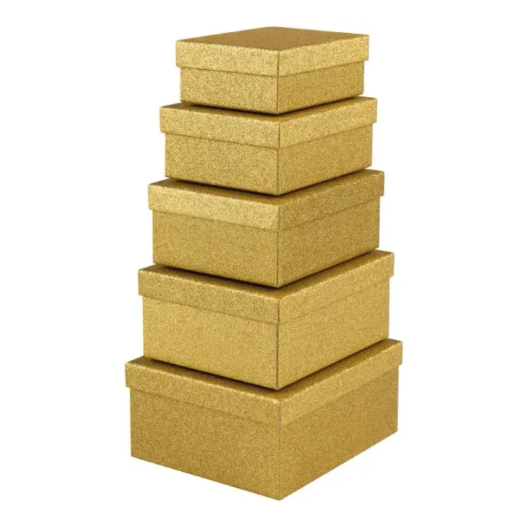 Gaveæsker, glitter, 5 stk., rød – Brøndsholm
