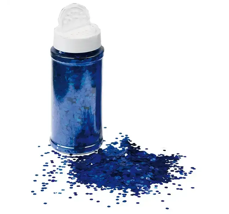 Glimmer strø dåse med groft blåt glimmer