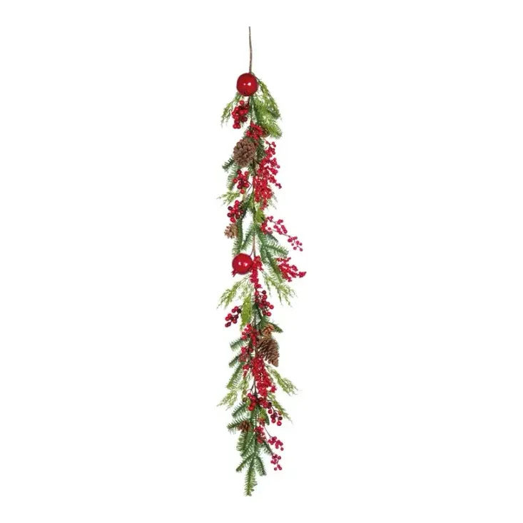 Granguirlande, 150cm, dekoreret, kunstig gran – Brøndsholm