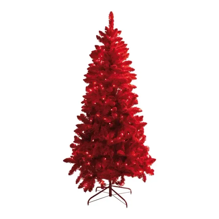 Grantræ m LED, rød, 180cm Ø90cm, kunstigt juletræ – Brøndsholm