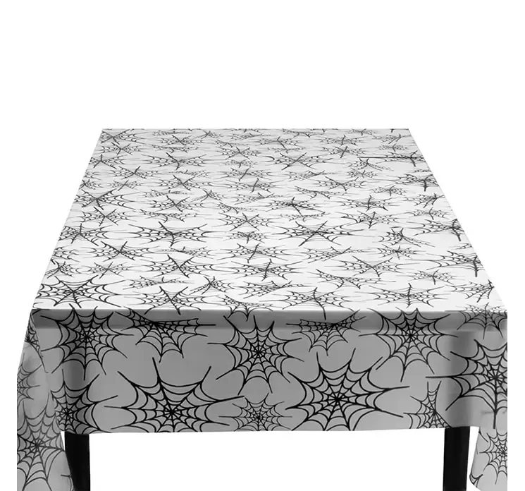 Halloween dug af polyester med edderkoppespind motiv i sort og hvid