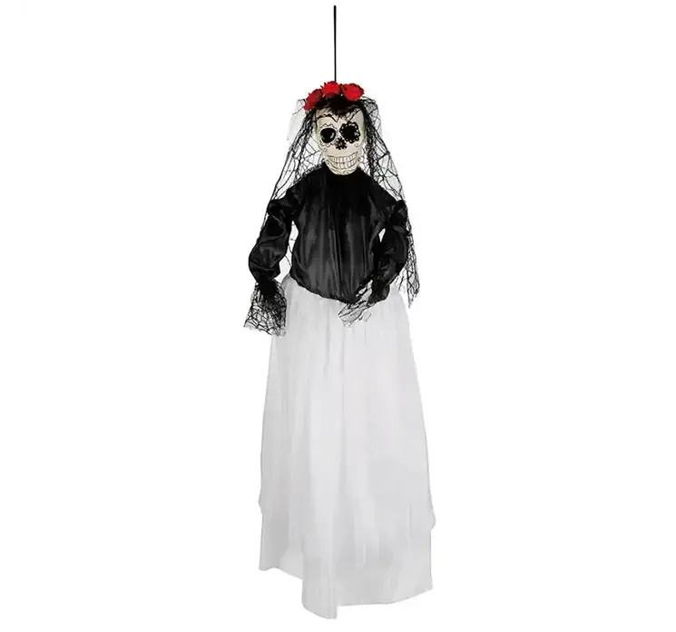 Brude skelet med ophæng til halloween af plast og stof