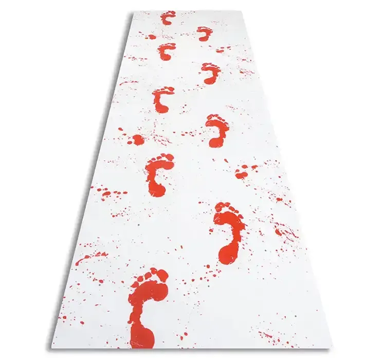 Løber med blodige fodspor af plast, fin halloween pynt