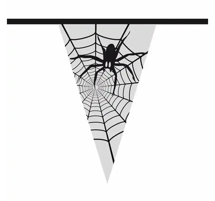 Vimpel ranke med edderkoppe motiv af pvc, god halloween pynt closeup