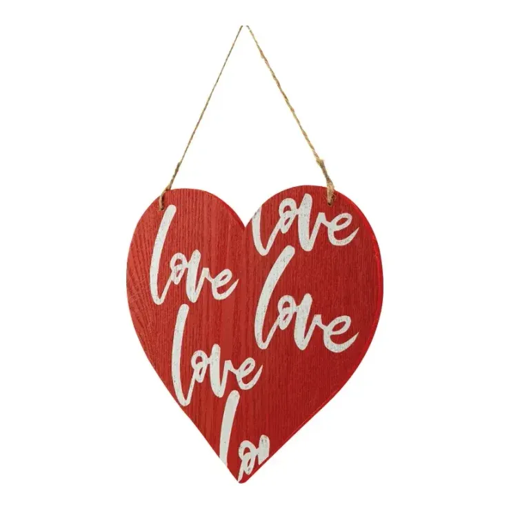 Hjerte med Love-tekst, 26x25cm, hængedekoration – Brøndsholm