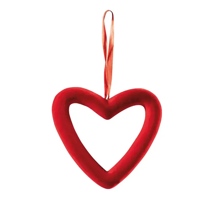 Hjerte med ophæng i rød af styrophor og kunststof