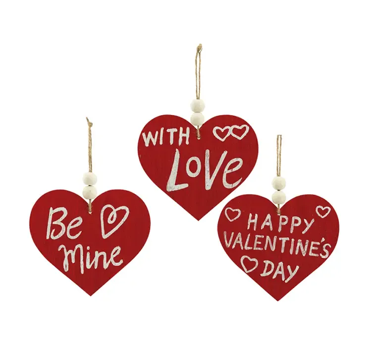 Hjerte skilte af tre med tekst rød og hvid