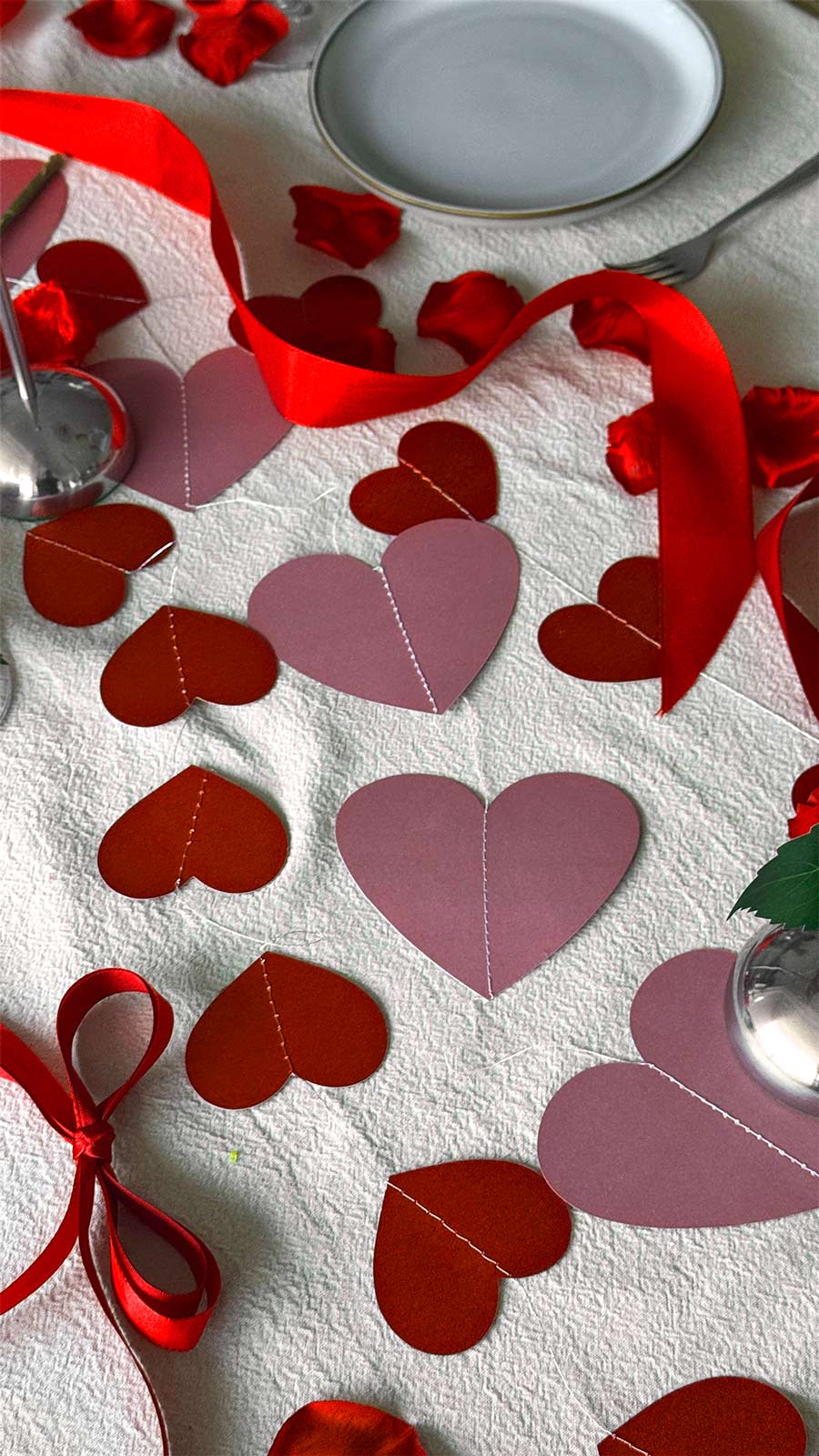 Brøndsholm - papirhjerteranke lyserød