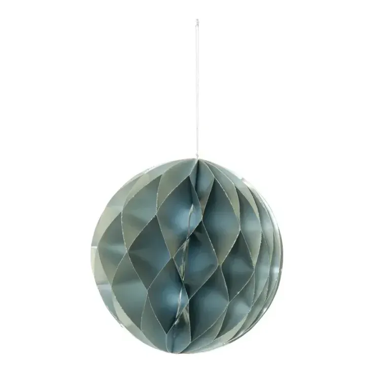 Honeycomb-kugle, 20cm, grå, julepynt – Brøndsholm